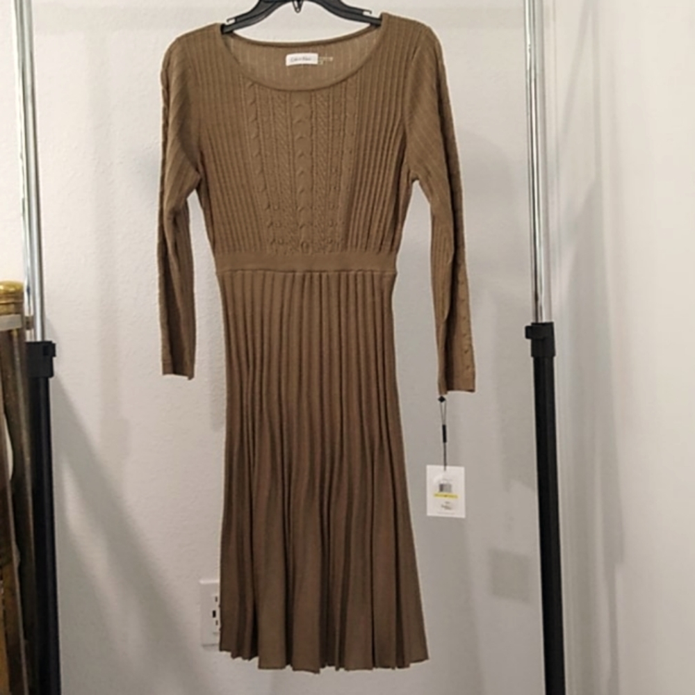 Calvin Klein Taupe long sleeve Dress NWT